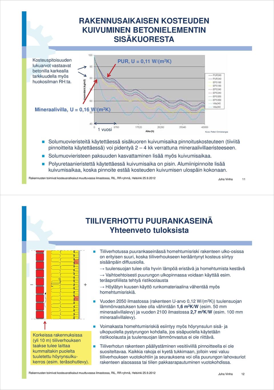 käytettäessä) voi pidentyä 2 4 kk verrattuna mineraalivillaeristeeseen. Solumuovieristeen paksuuden kasvattaminen lisää myös kuivumisaikaa. Polyuretaanieristettä käytettäessä kuivumisaika on pisin.