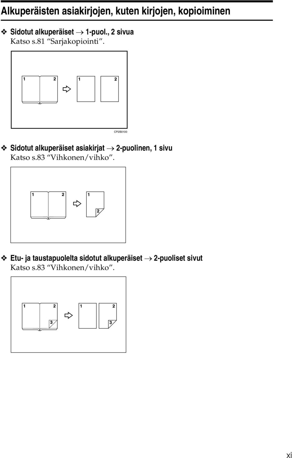 CPB0100 Sidotut alkuperäiset asiakirjat -puolinen, 1 sivu Katso s.