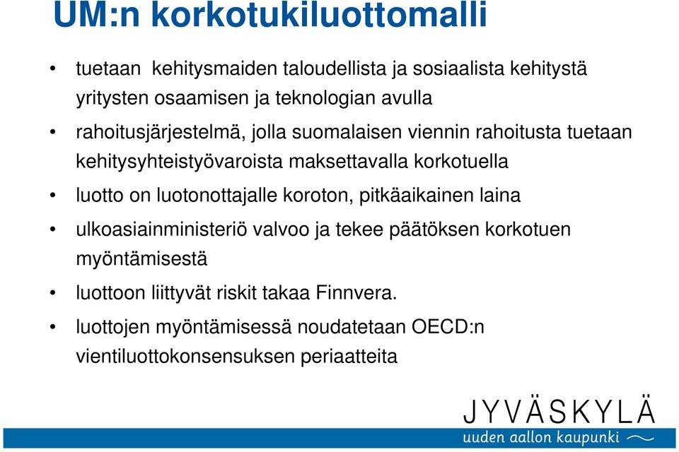 luotto on luotonottajalle koroton, pitkäaikainen laina ulkoasiainministeriö valvoo ja tekee päätöksen korkotuen