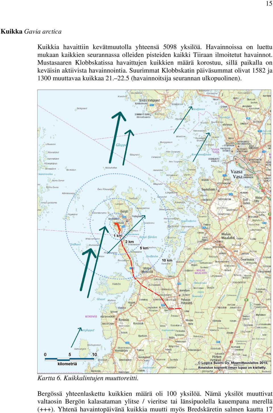 Mustasaaren Klobbskatissa havaittujen kuikkien määrä korostuu, sillä paikalla on keväisin aktiivista havainnointia.