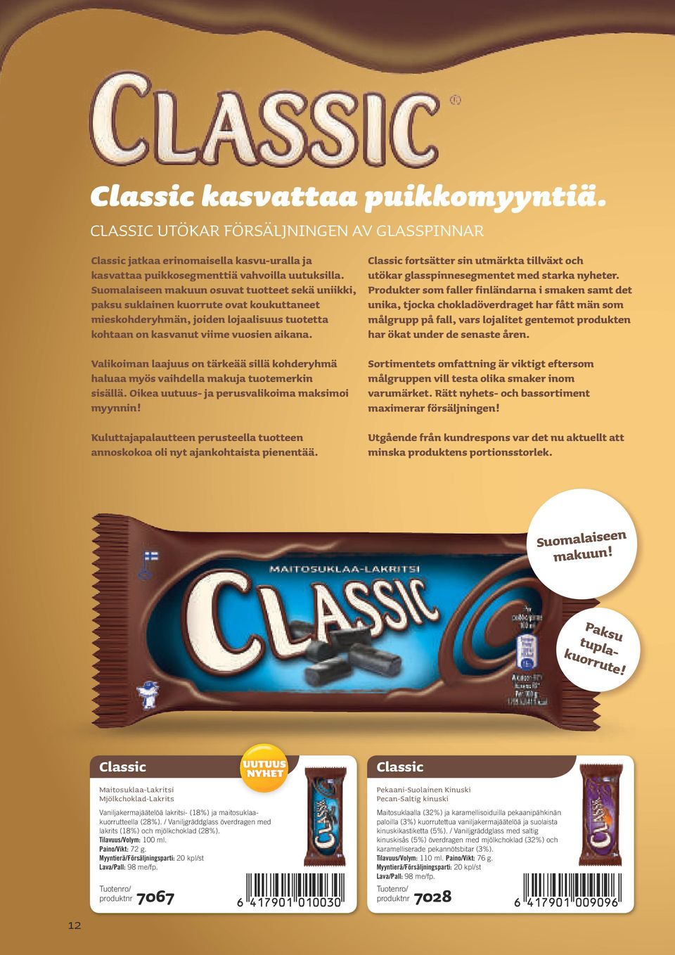 Classic fortsätter sin utmärkta tillväxt och utökar glasspinnesegmentet med starka nyheter.