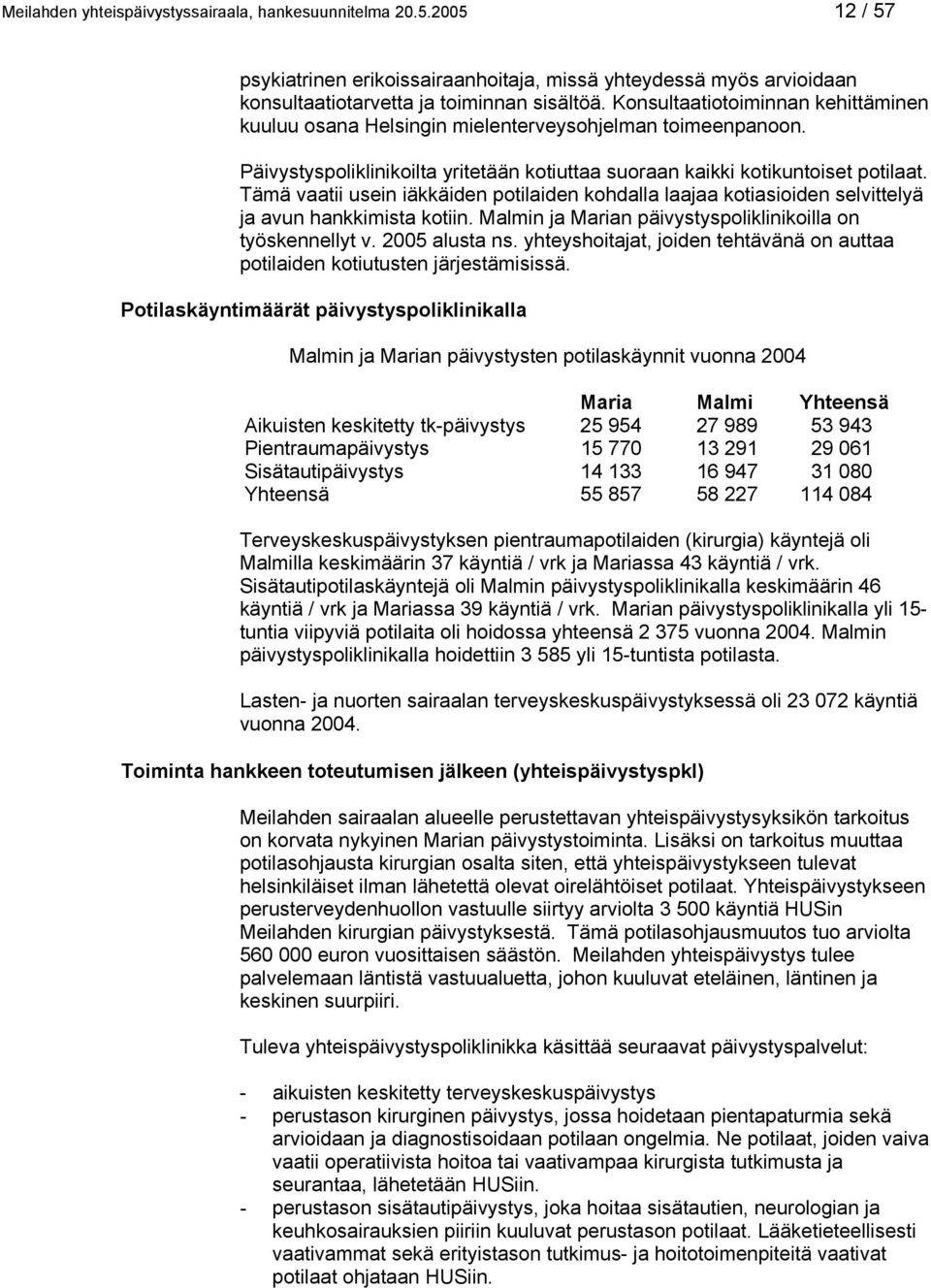 Tämä vaatii usein iäkkäiden potilaiden kohdalla laajaa kotiasioiden selvittelyä ja avun hankkimista kotiin. Malmin ja Marian päivystyspoliklinikoilla on työskennellyt v. 2005 alusta ns.