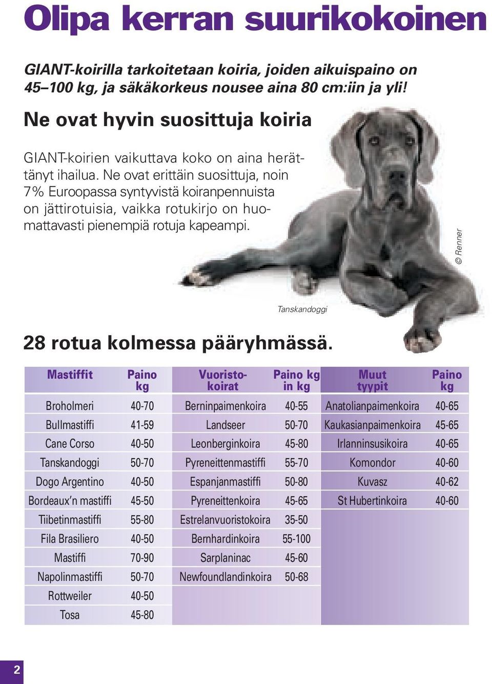 Ne ovat erittäin suosittuja, noin 7% Euroopassa syntyvistä koiranpennuista on jättirotuisia, vaikka rotukirjo on huomattavasti pienempiä rotuja kapeampi.