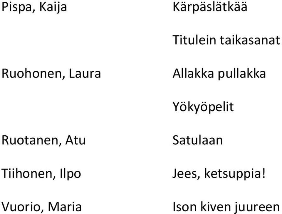 Yökyöpelit Ruotanen, Atu Tiihonen, Ilpo