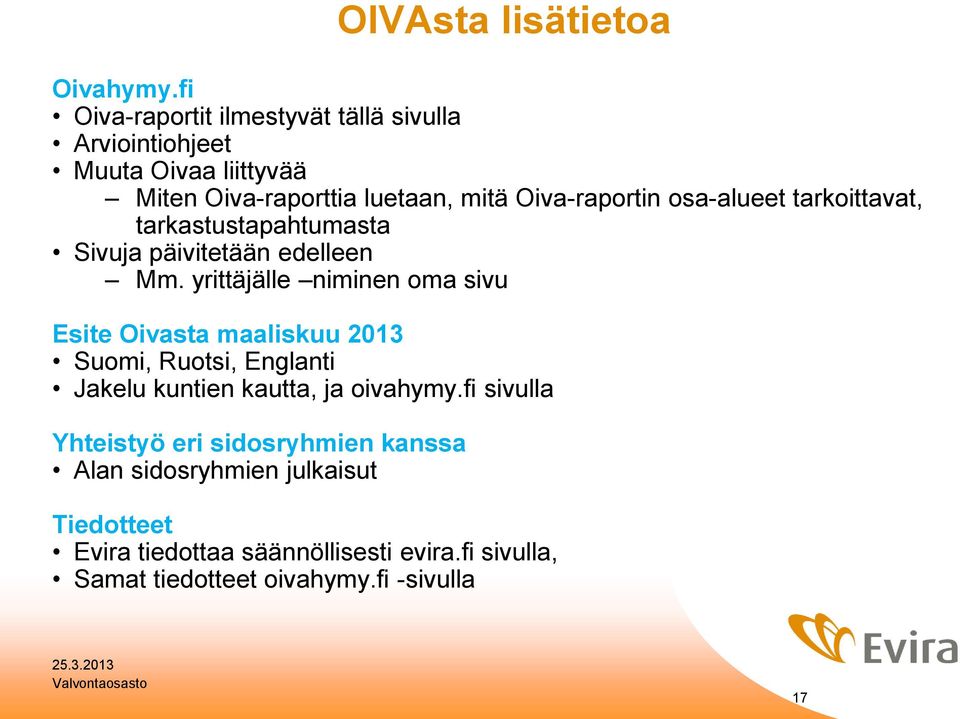 osa-alueet tarkoittavat, tarkastustapahtumasta Sivuja päivitetään edelleen Mm.