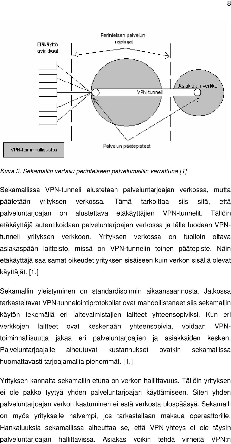 Tällöin etäkäyttäjä autentikoidaan palveluntarjoajan verkossa ja tälle luodaan VPNtunneli yrityksen verkkoon.