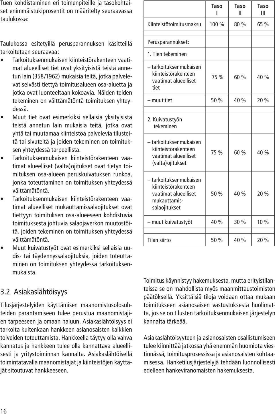 jotka palvelevat selvästi tiettyä toimitusalueen osa-aluetta ja jotka ovat luonteeltaan kokoavia. Näiden teiden tekeminen on välttämätöntä toimituksen yhteydessä.