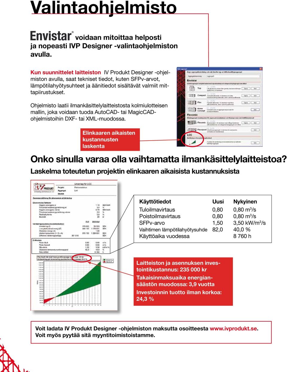 Ohjelmisto laatii ilmankäsittelylaitteistosta kolmiulotteisen mallin, joka voidaan tuoda AutoCAD- tai MagicCADohjelmistoihin DXF- tai XML-muodossa.