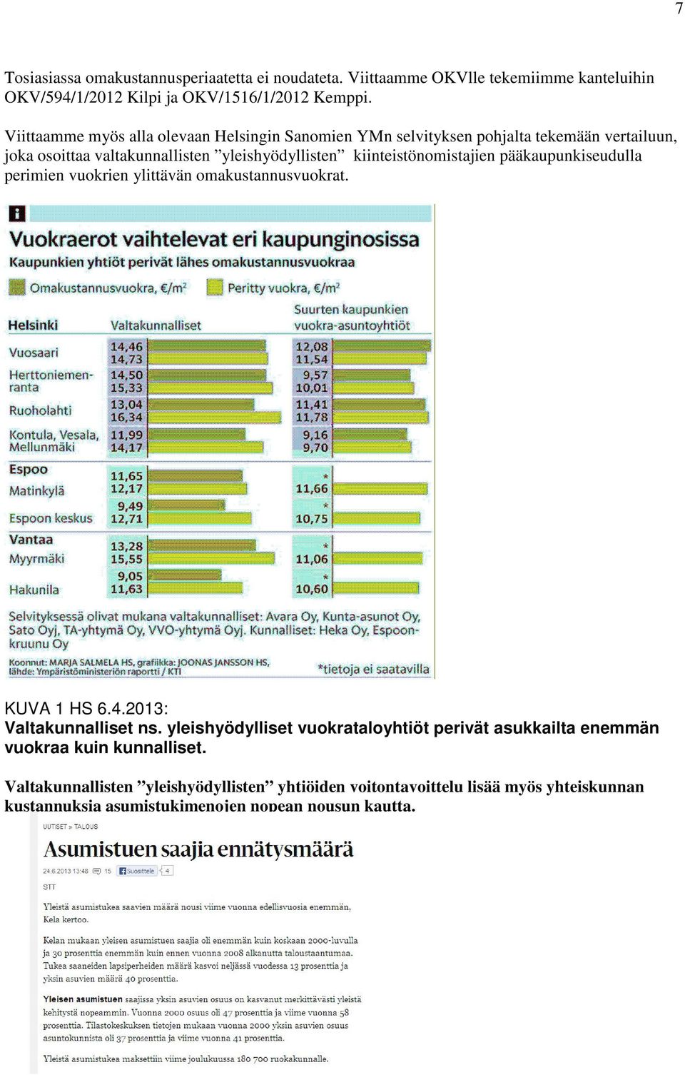 kiinteistönomistajien pääkaupunkiseudulla perimien vuokrien ylittävän omakustannusvuokrat. KUVA 1 HS 6.4.2013: Valtakunnalliset ns.