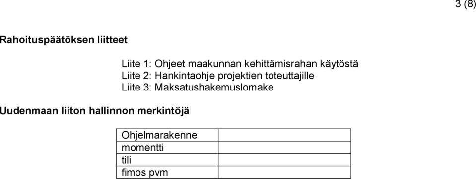 käytöstä Liite 2: Hankintaohje projektien toteuttajille