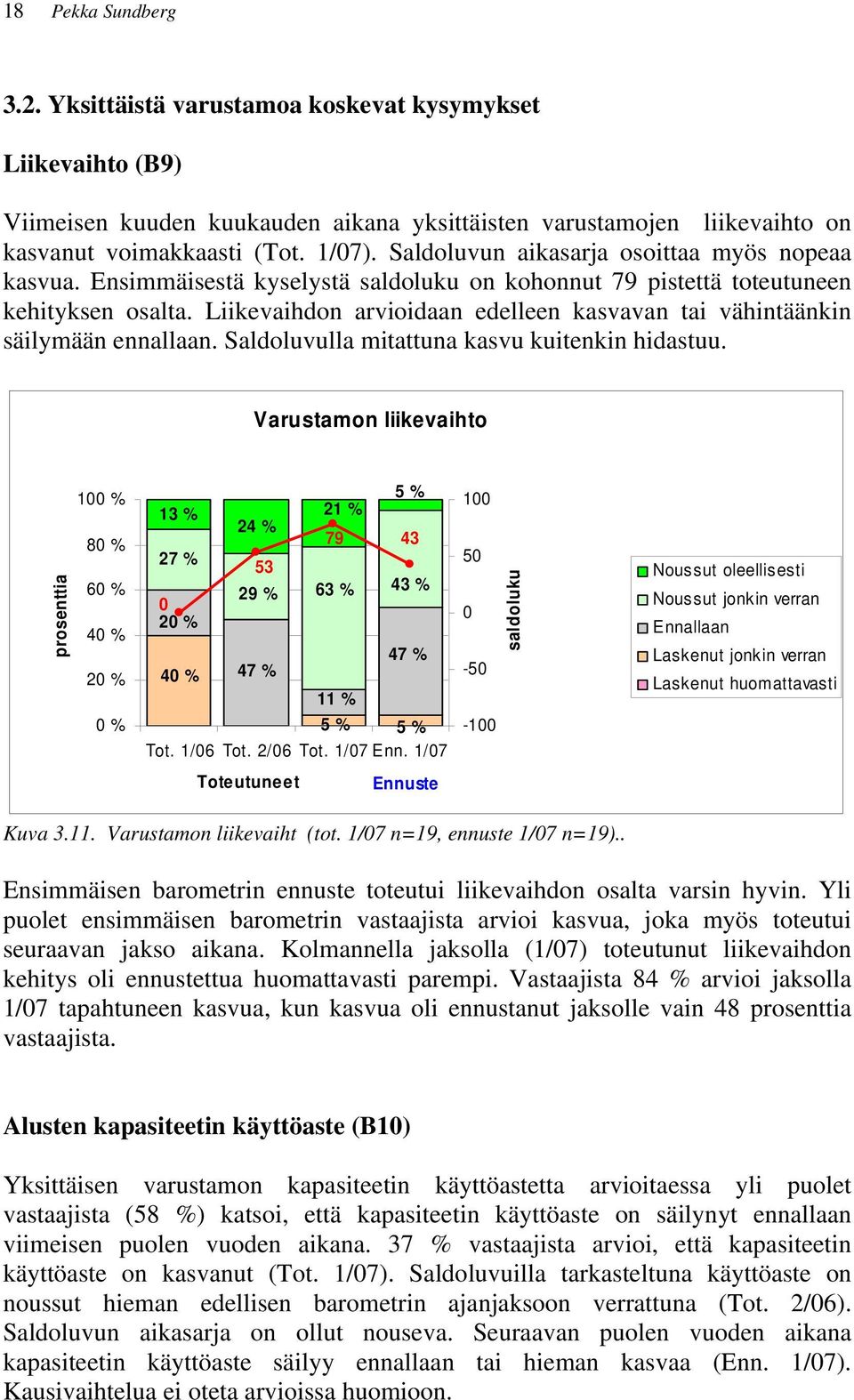 Liikevaihdon arvioidaan edelleen kasvavan tai vähintäänkin säilymään ennallaan. Saldoluvulla mitattuna kasvu kuitenkin hidastuu.