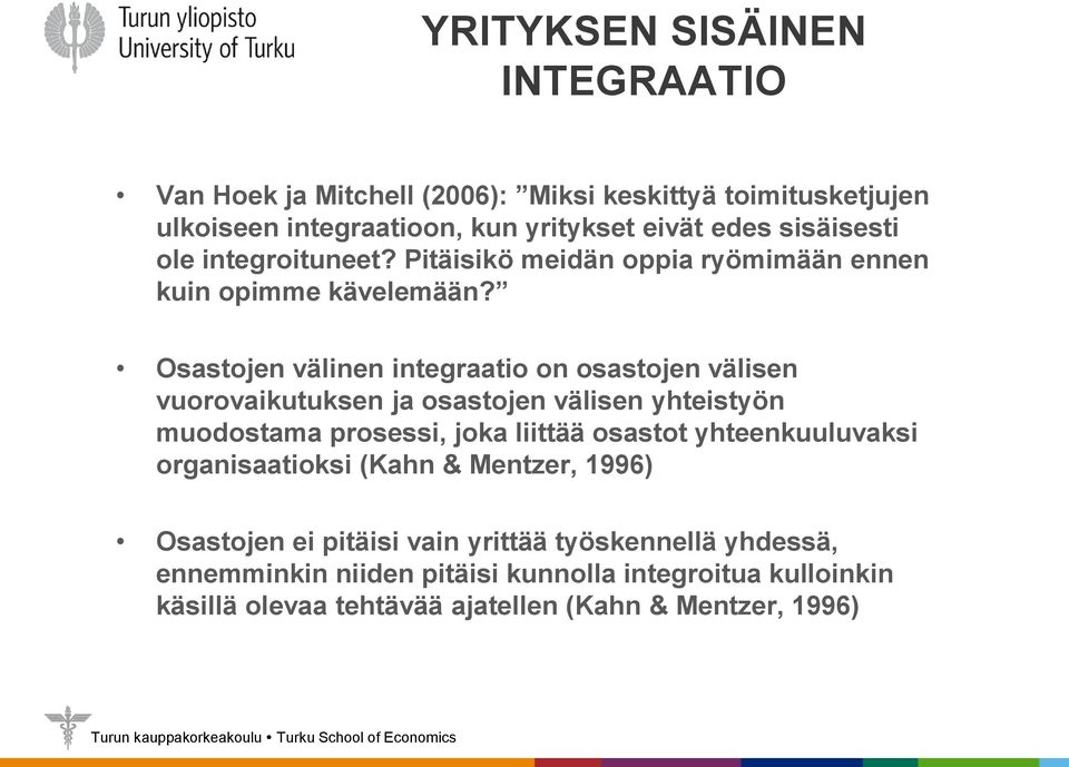 Osastojen välinen integraatio on osastojen välisen vuorovaikutuksen ja osastojen välisen yhteistyön muodostama prosessi, joka liittää osastot