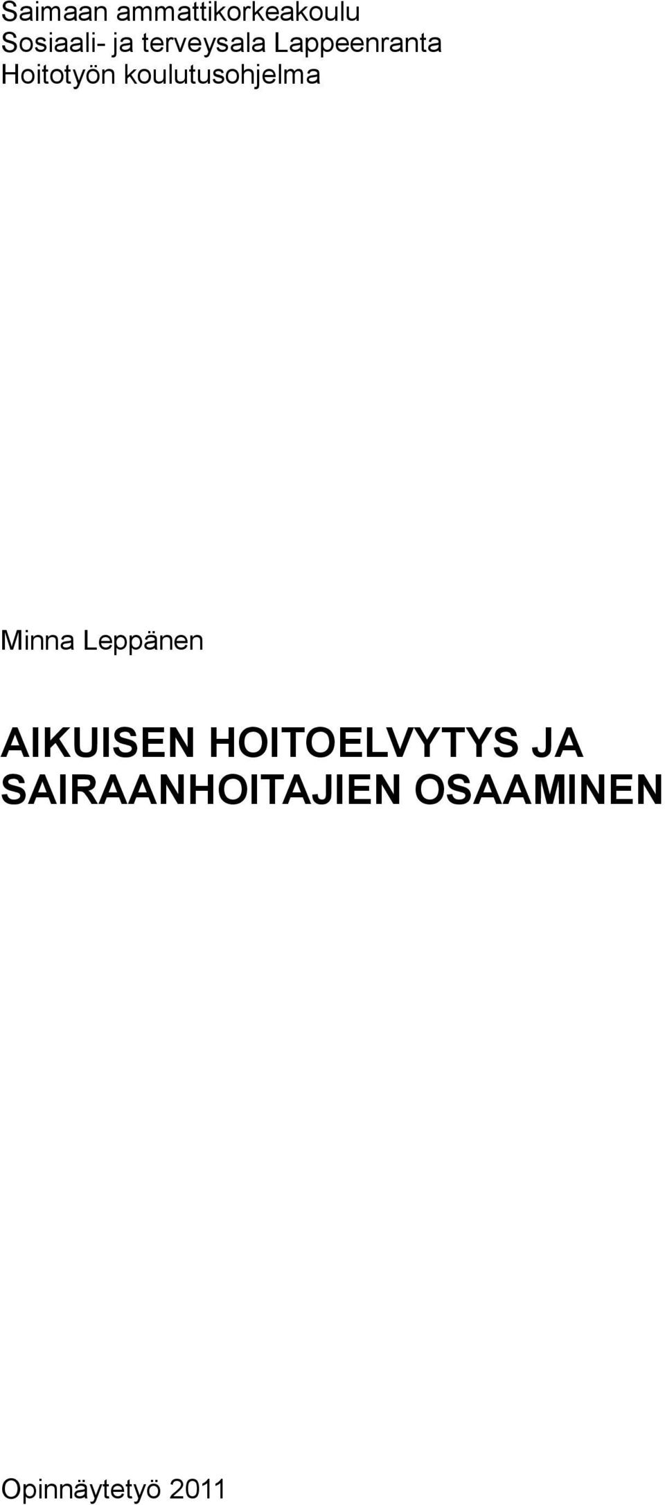 koulutusohjelma Minna Leppänen AIKUISEN