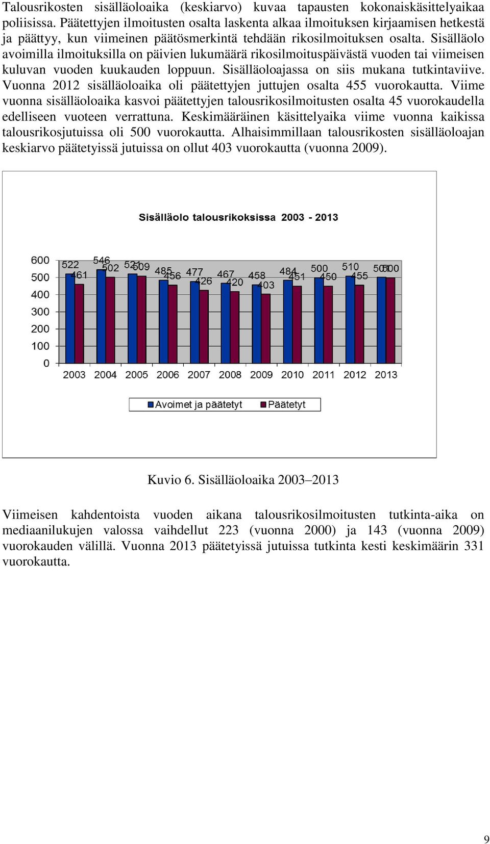 Sisälläolo avoimilla ilmoituksilla on päivien lukumäärä rikosilmoituspäivästä vuoden tai viimeisen kuluvan vuoden kuukauden loppuun. Sisälläoloajassa on siis mukana tutkintaviive.