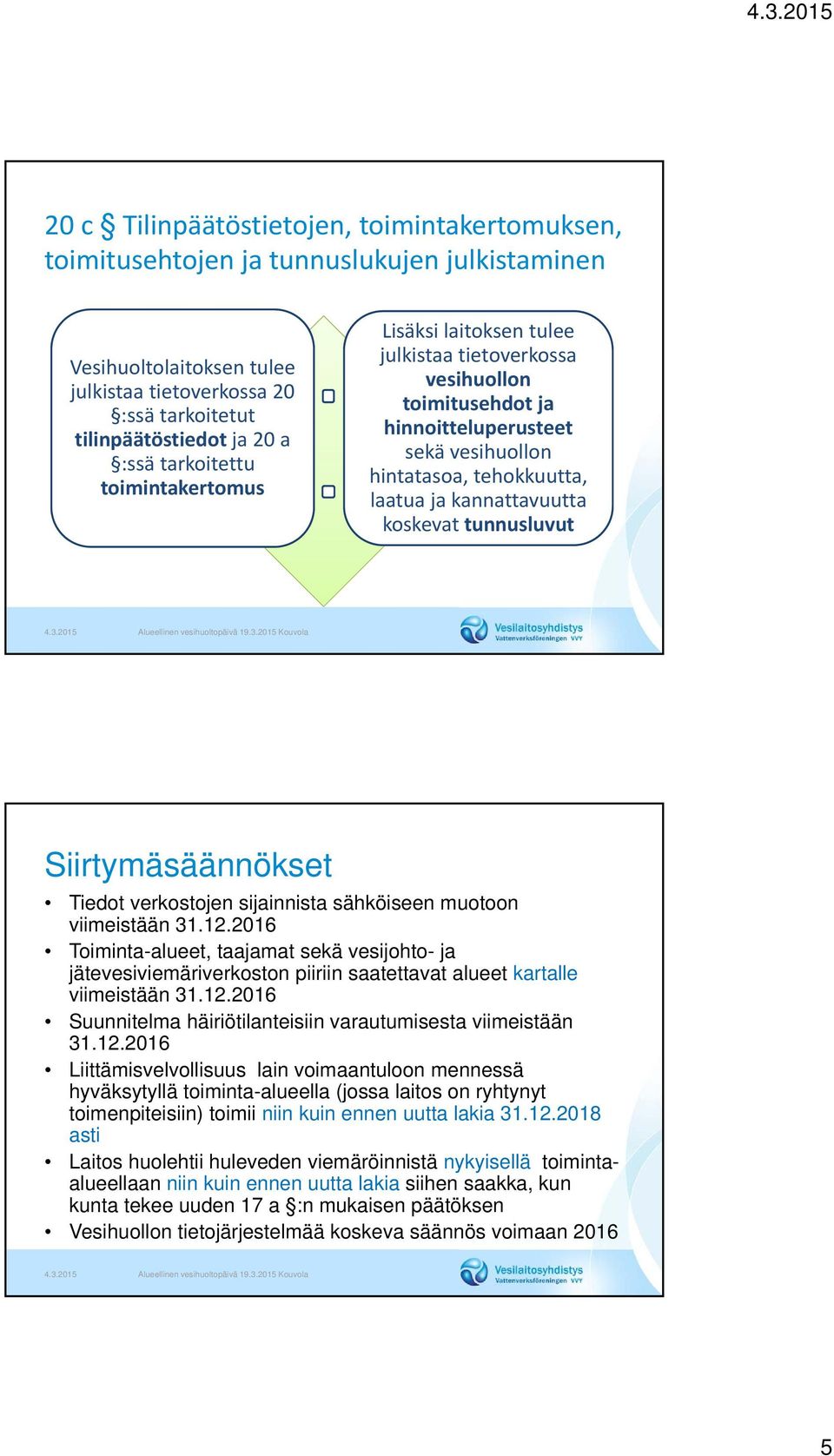 koskevat tunnusluvut Siirtymäsäännökset Tiedot verkostojen sijainnista sähköiseen muotoon viimeistään 31.12.