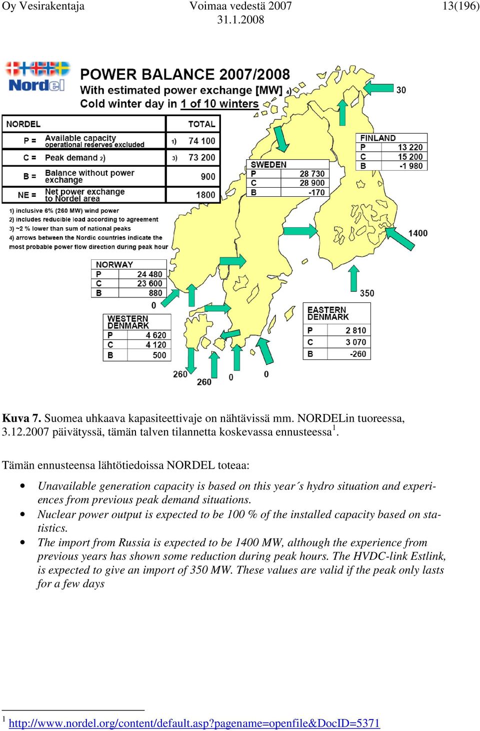 Nuclear power output is expected to be 100 % of the installed capacity based on statistics.