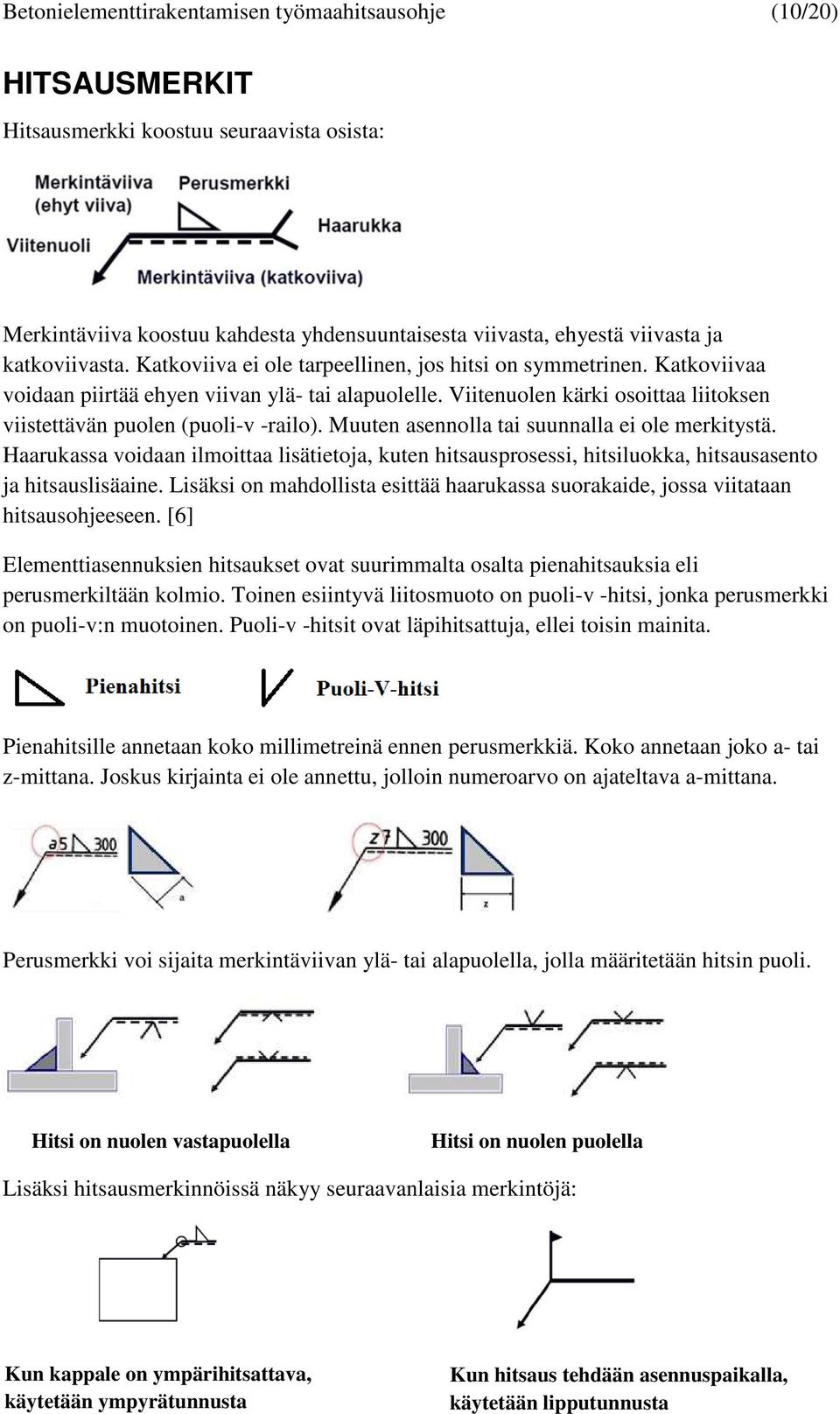 Viitenuolen kärki osoittaa liitoksen viistettävän puolen (puoli-v -railo). Muuten asennolla tai suunnalla ei ole merkitystä.