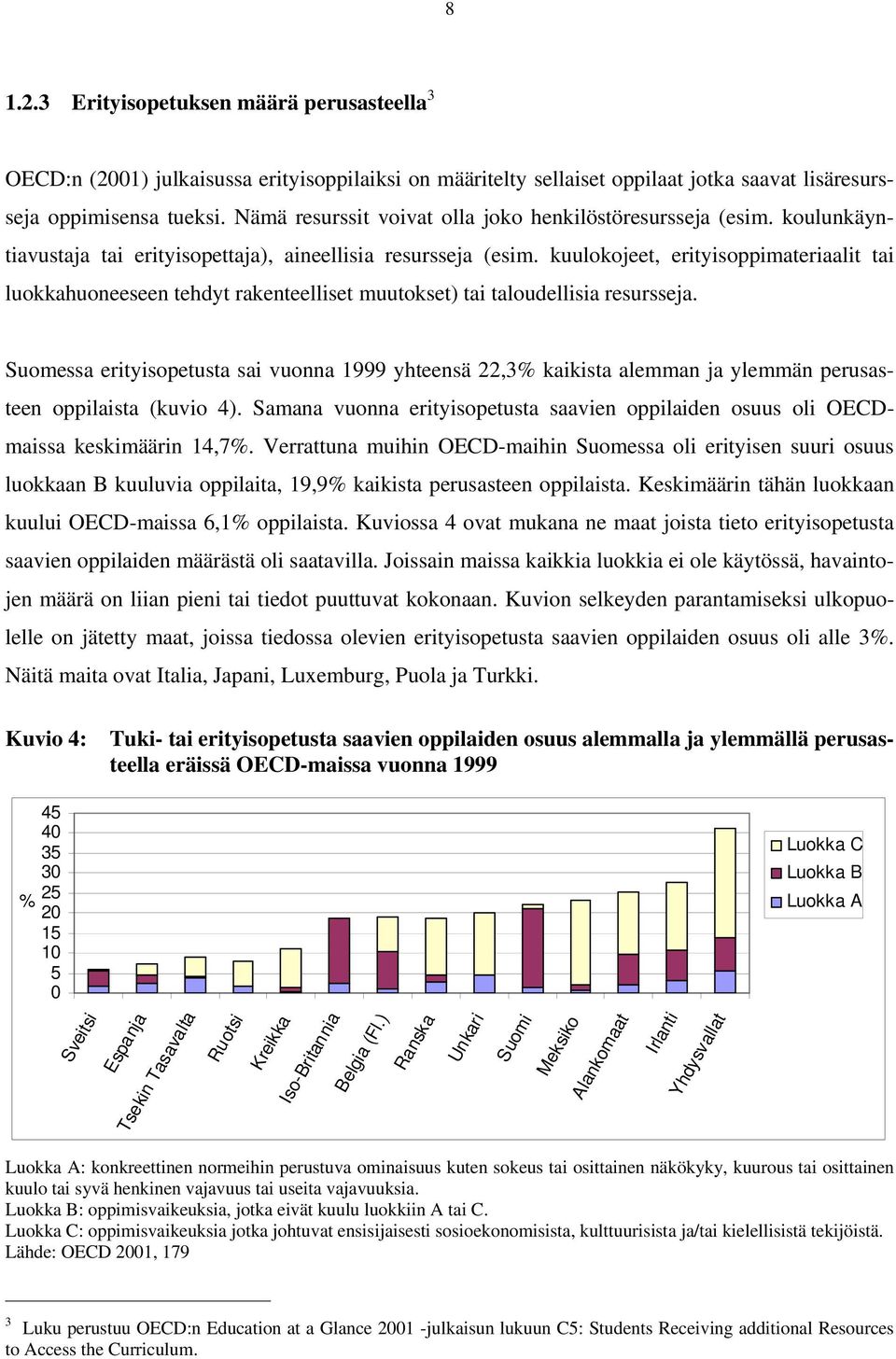 kuulokojeet, erityisoppimateriaalit tai luokkahuoneeseen tehdyt rakenteelliset muutokset) tai taloudellisia resursseja.