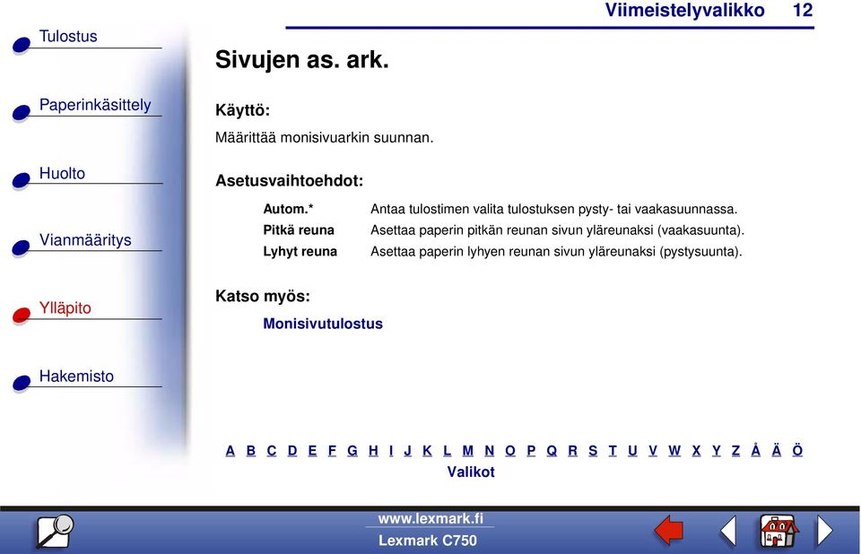 vaakasuunnassa.