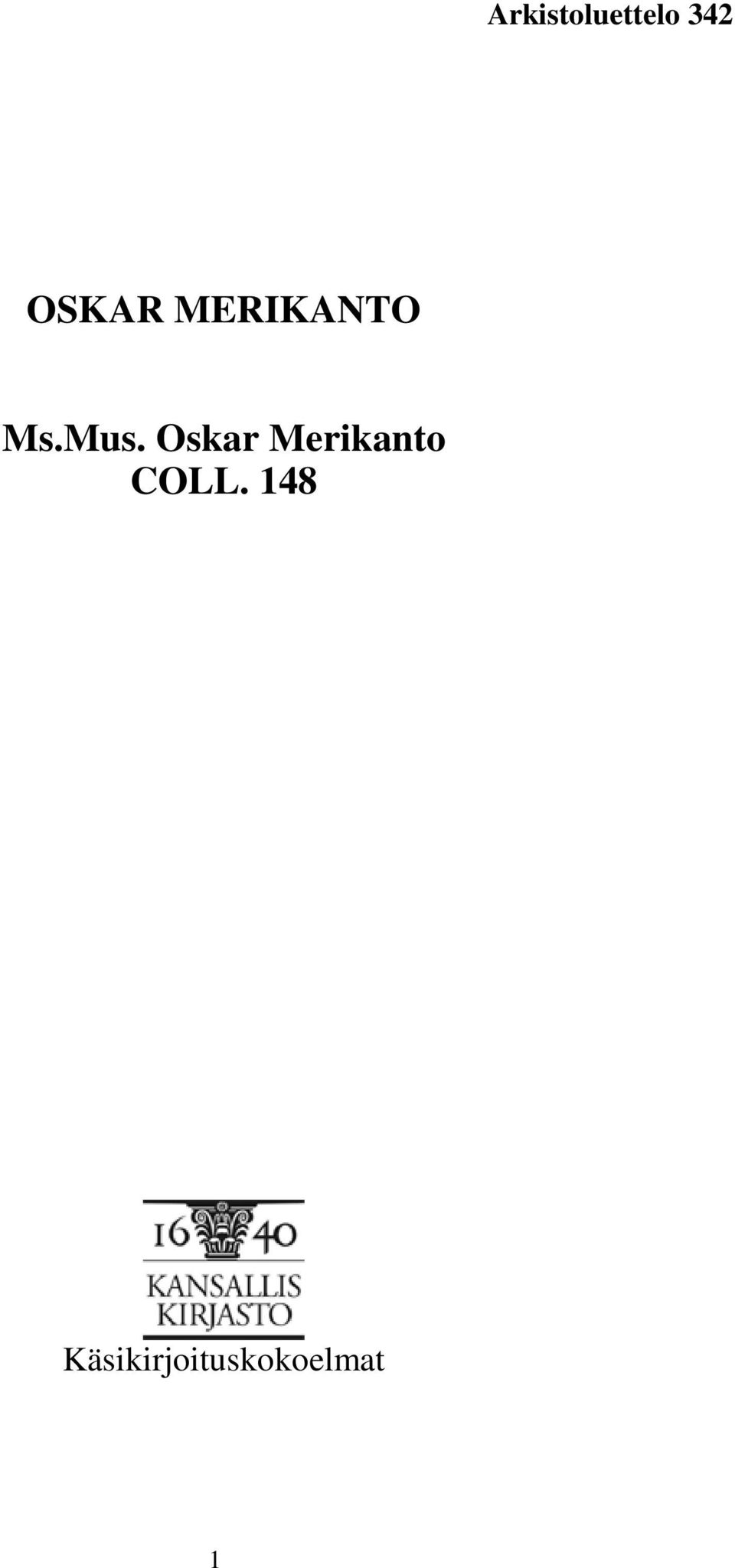 Oskar Merikanto COLL.
