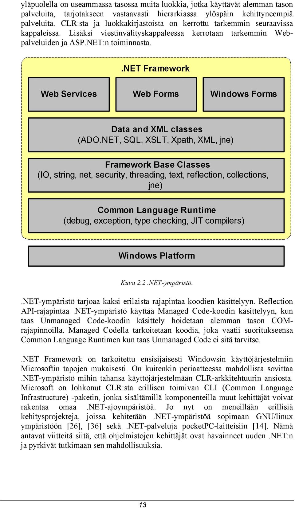.net Framework Web Services Web Forms Windows Forms Data and XML classes (ADO.