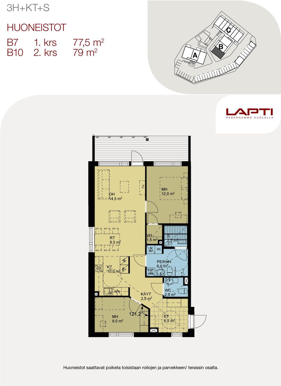 krs 3H++ 79,0 m 2 lasikaide h=1000 mm lasikaide h=1000 mm lasikaide h=1000 mm lasikaide h=1000 mm OH 14,5 m 2 1 1 OH