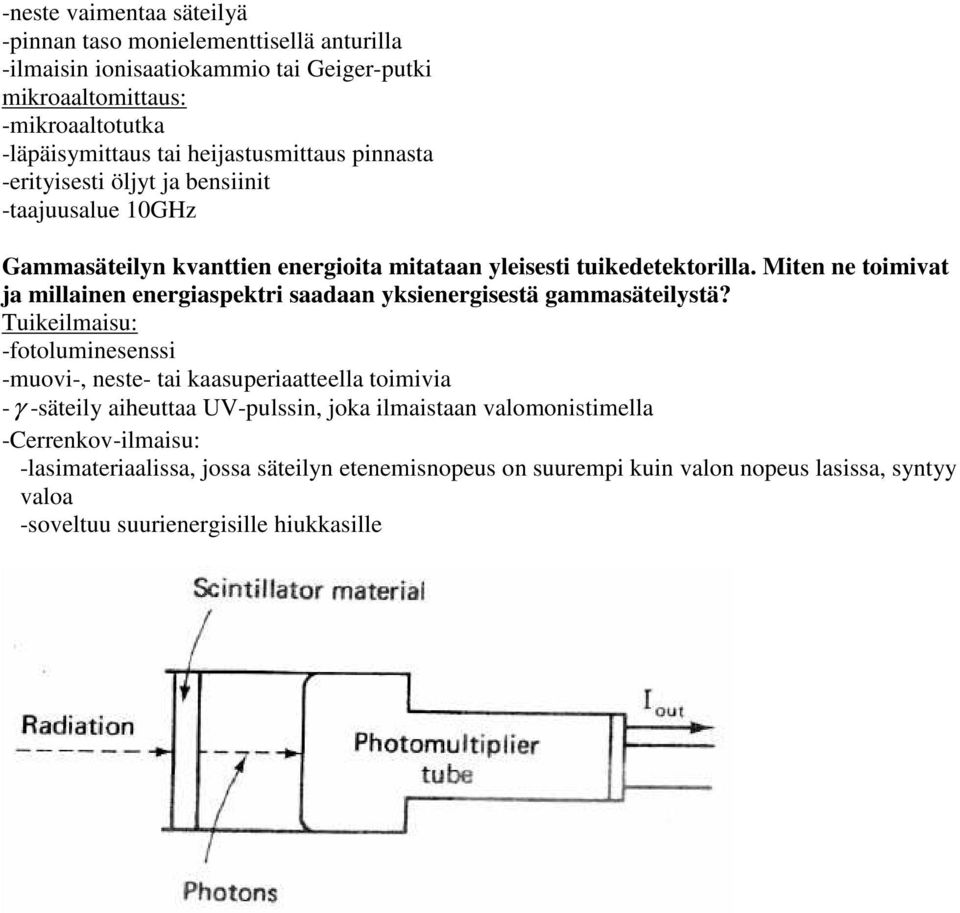 Miten ne toimivat ja millainen energiaspektri saadaan yksienergisestä gammasäteilystä?