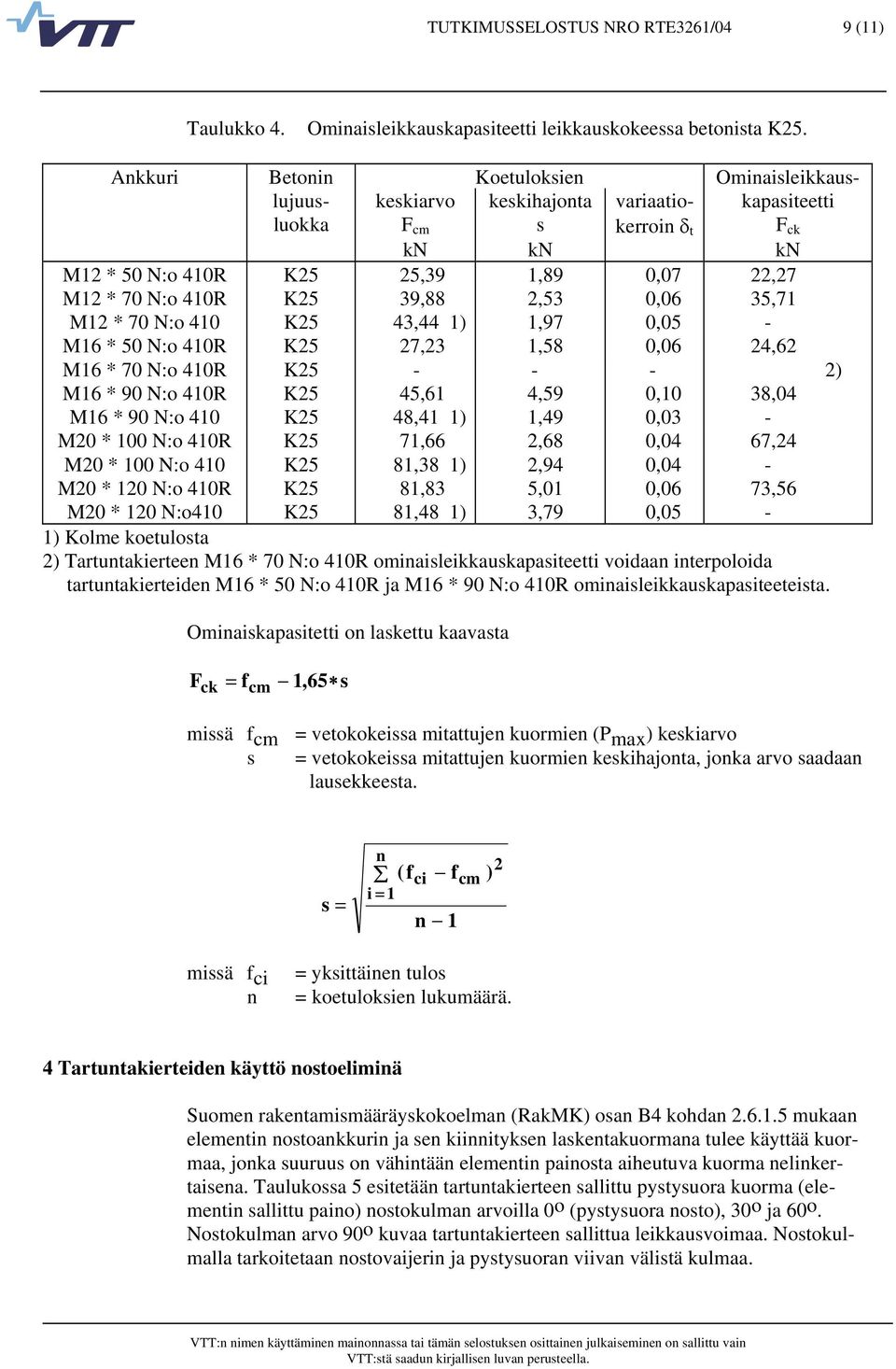 39,88 2,53,6 35,71 M12 * 7 N:o 4 K25 43,44 1) 1,97,5 - M16 * 5 N:o 4R K25 27,23 1,58,6 24,62 M16 * 7 N:o 4R K25 - - - 2) M16 * 9 N:o 4R K25 45,61 4,59, 38,4 M16 * 9 N:o 4 K25 48,41 1) 1,49,3 - M *