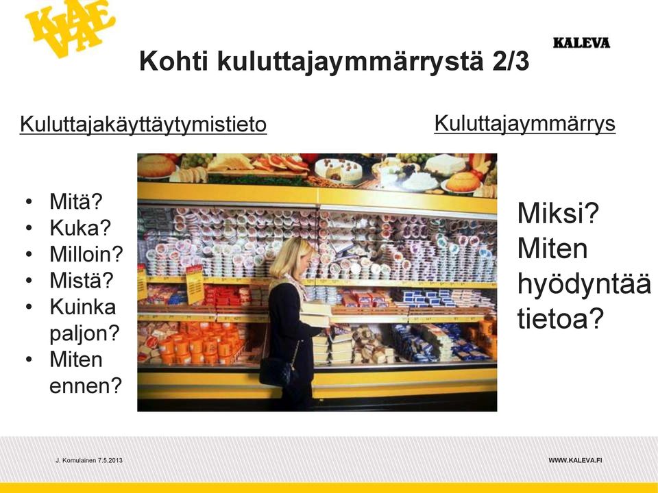 Kuluttajaymmärrys Mitä? Kuka? Milloin?
