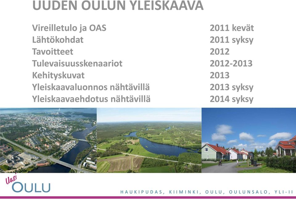 Yleiskaavaluonnos nähtävillä 2013 syksy Yleiskaavaehdotus nähtävillä 2014