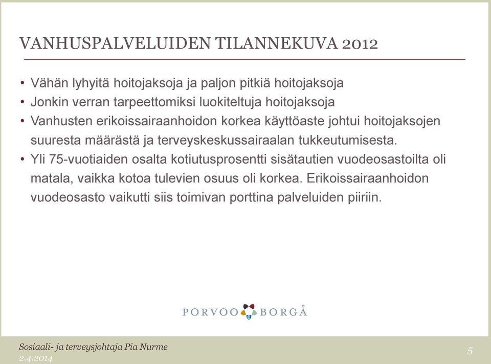 terveyskeskussairaalan tukkeutumisesta.