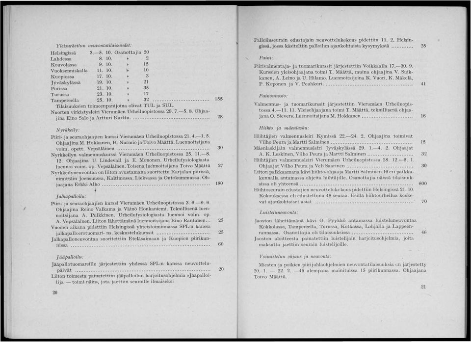 ... 28 Palloiluseurain edustajain neuvotlelul,wkol.ls pidettiin II. 2. HelsIngissä, jossa käsiteltiin palloilun ajankohtaisia kysymyksiä.