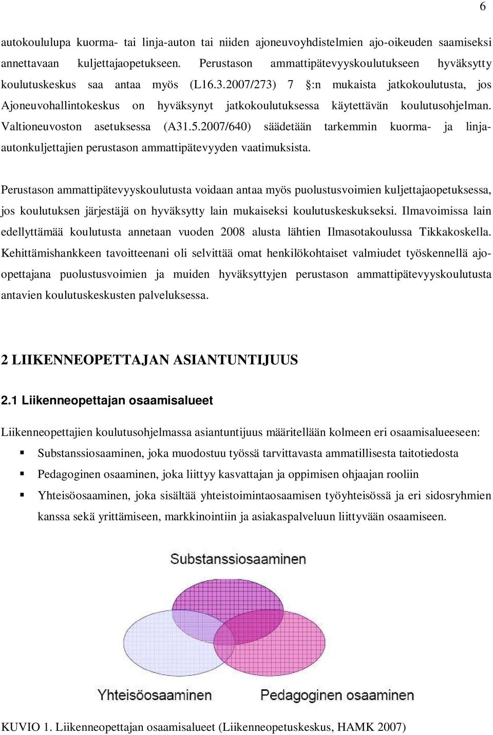 2007/273) 7 :n mukaista jatkokoulutusta, jos Ajoneuvohallintokeskus on hyväksynyt jatkokoulutuksessa käytettävän koulutusohjelman. Valtioneuvoston asetuksessa (A31.5.