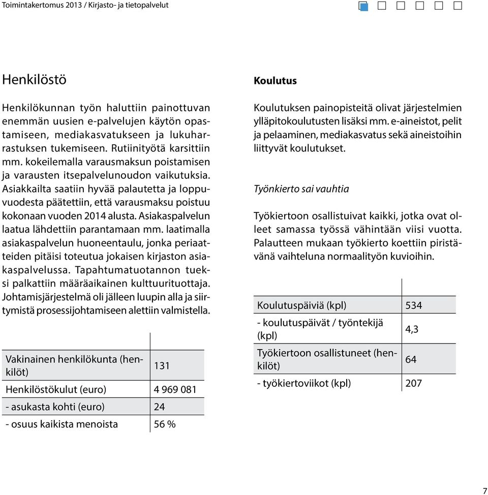 Asiakkailta saatiin hyvää palautetta ja loppuvuodesta päätettiin, että varausmaksu poistuu kokonaan vuoden 2014 alusta. Asiakaspalvelun laatua lähdettiin parantamaan mm.