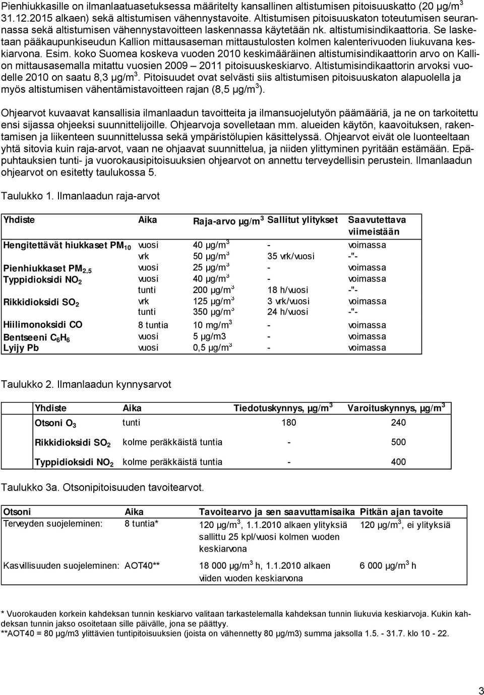 Se lasketaan pääkaupunkiseudun Kallion mittausaseman mittaustulosten kolmen kalenterivuoden liukuvana keskiarvona. Esim.