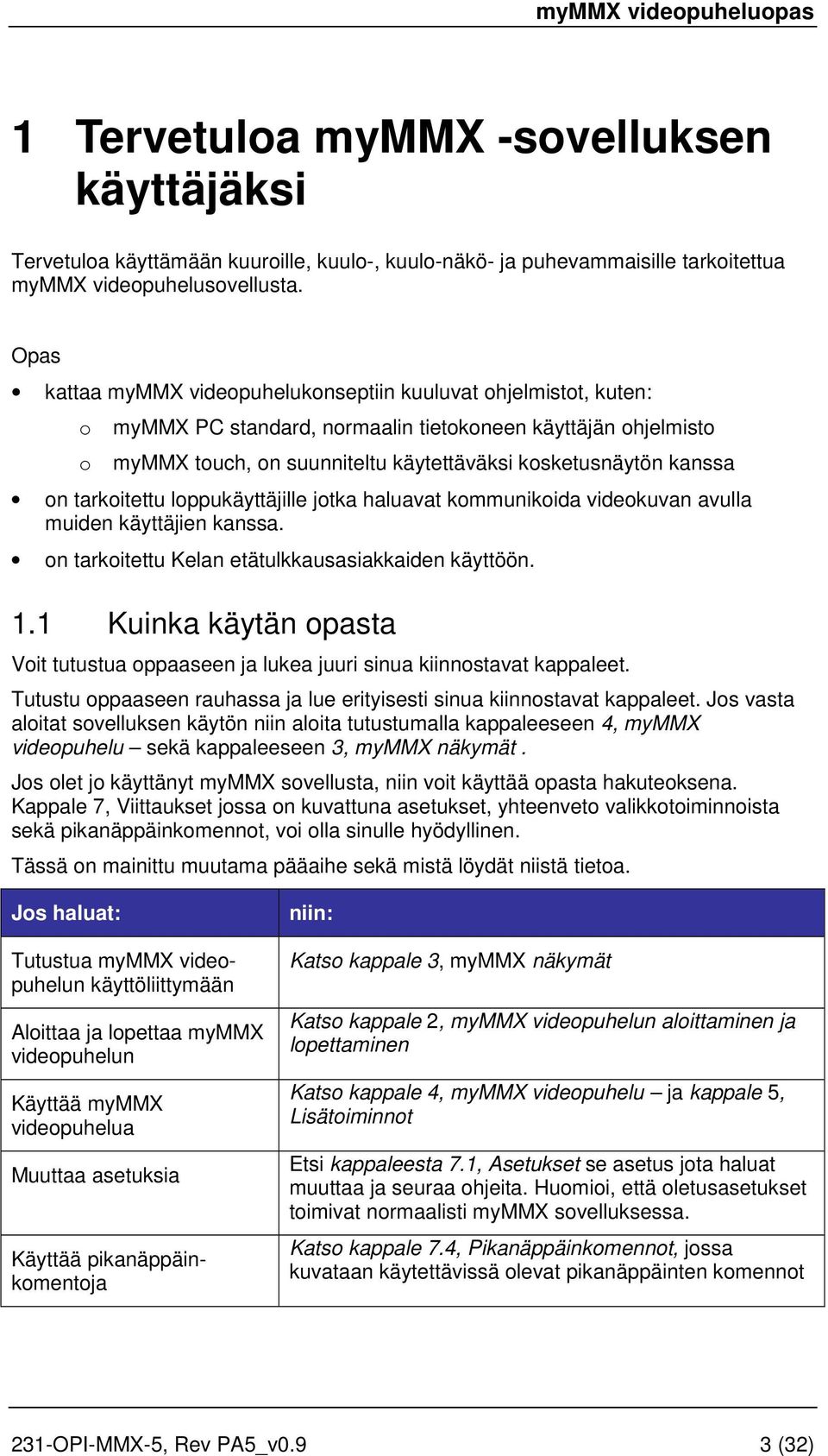 on tarkoitettu loppukäyttäjille jotka haluavat kommunikoida videokuvan avulla muiden käyttäjien kanssa. on tarkoitettu Kelan etätulkkausasiakkaiden käyttöön. 1.