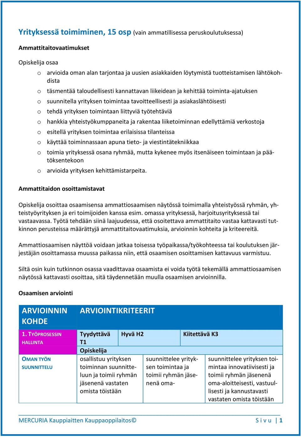 liittyviä työtehtäviä o hankkia yhteistyökumppaneita ja rakentaa liiketoiminnan edellyttämiä verkostoja o esitellä yrityksen toimintaa erilaisissa tilanteissa o käyttää toiminnassaan apuna tieto- ja