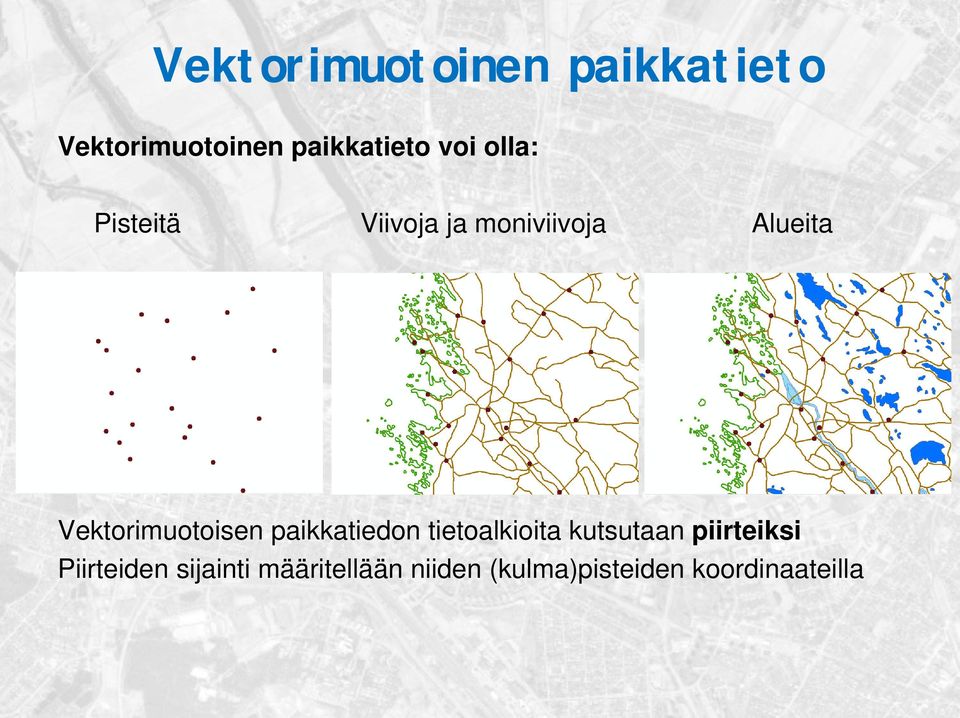 Vektorimuotoisen paikkatiedon tietoalkioita kutsutaan