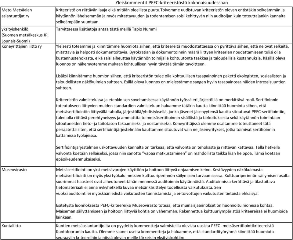 toivomme uudistuvan kriteeristön olevan entistäkin selkeämmän ja käytännön läheisemmän ja myös mitattavuuden ja todentamisen soisi kehittyvän niin auditoijan kuin toteuttajankin kannalta selkeämpään