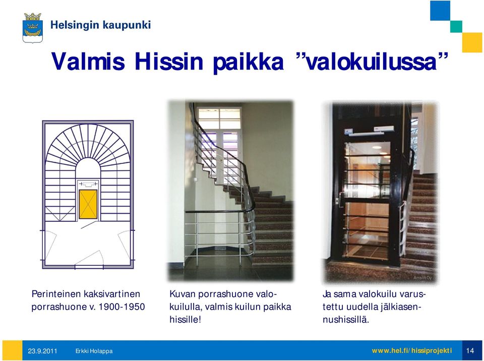 1900-1950 Kuvan porrashuone valokuilulla, valmis