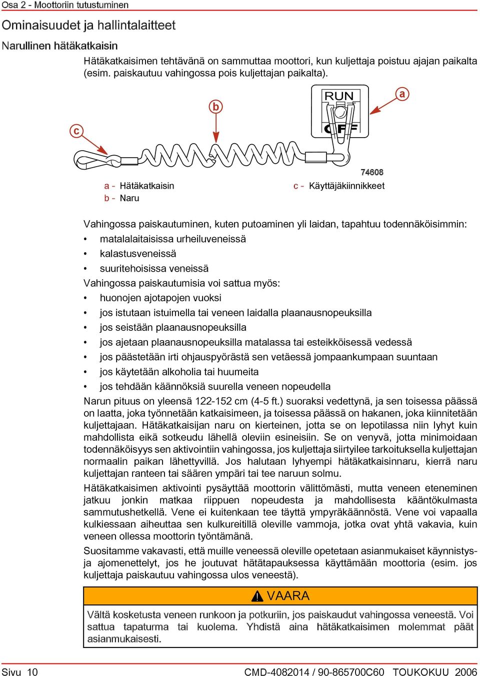 RUN c - Hätäktkisin - Nru 74608 c - Käyttäjäkiinnikkeet Vhingoss piskutuminen, kuten putominen yli lidn, tphtuu todennäköisimmin: mtllitisiss urheiluveneissä klstusveneissä suuritehoisiss veneissä