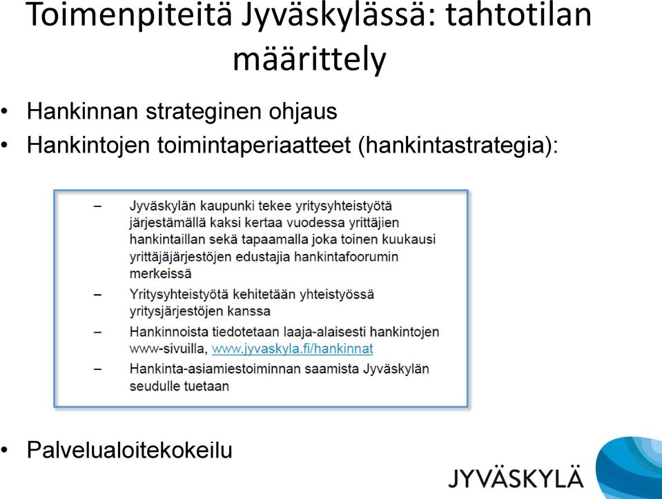 strateginen ohjaus Hankintojen