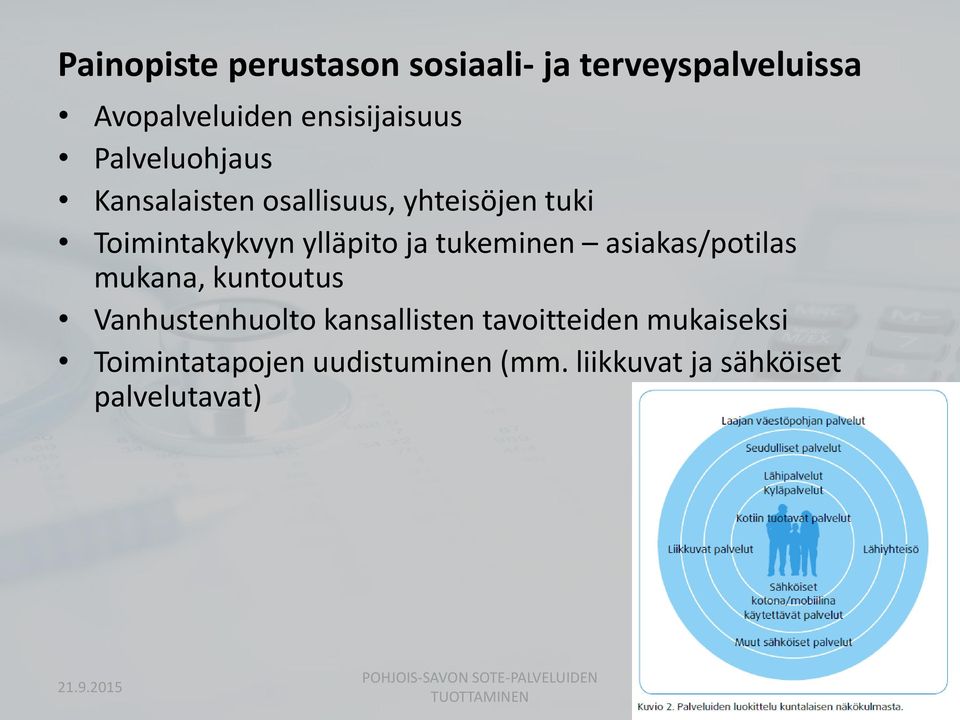mukana, kuntoutus Vanhustenhuolto kansallisten tavoitteiden mukaiseksi Toimintatapojen
