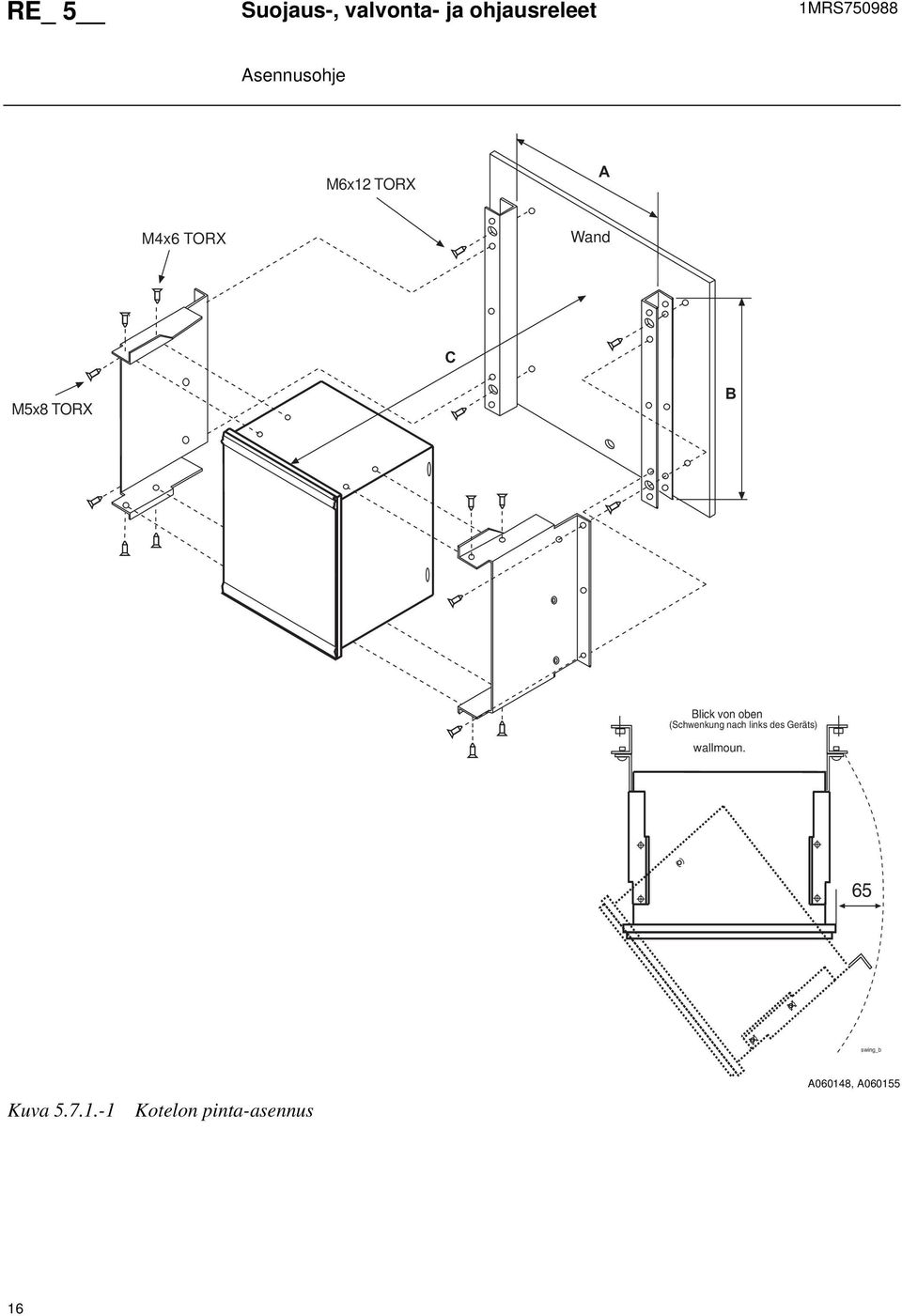 links des Geräts) wallmoun. 65 swing_b Kuva 5.