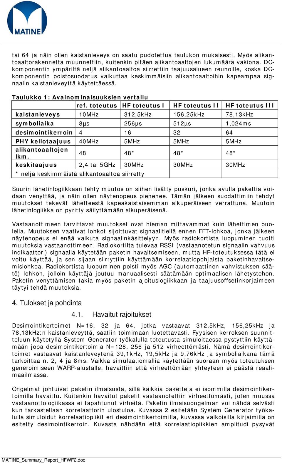 käytettäessä. Taulukko 1: Avainominaisuuksien vertailu ref.