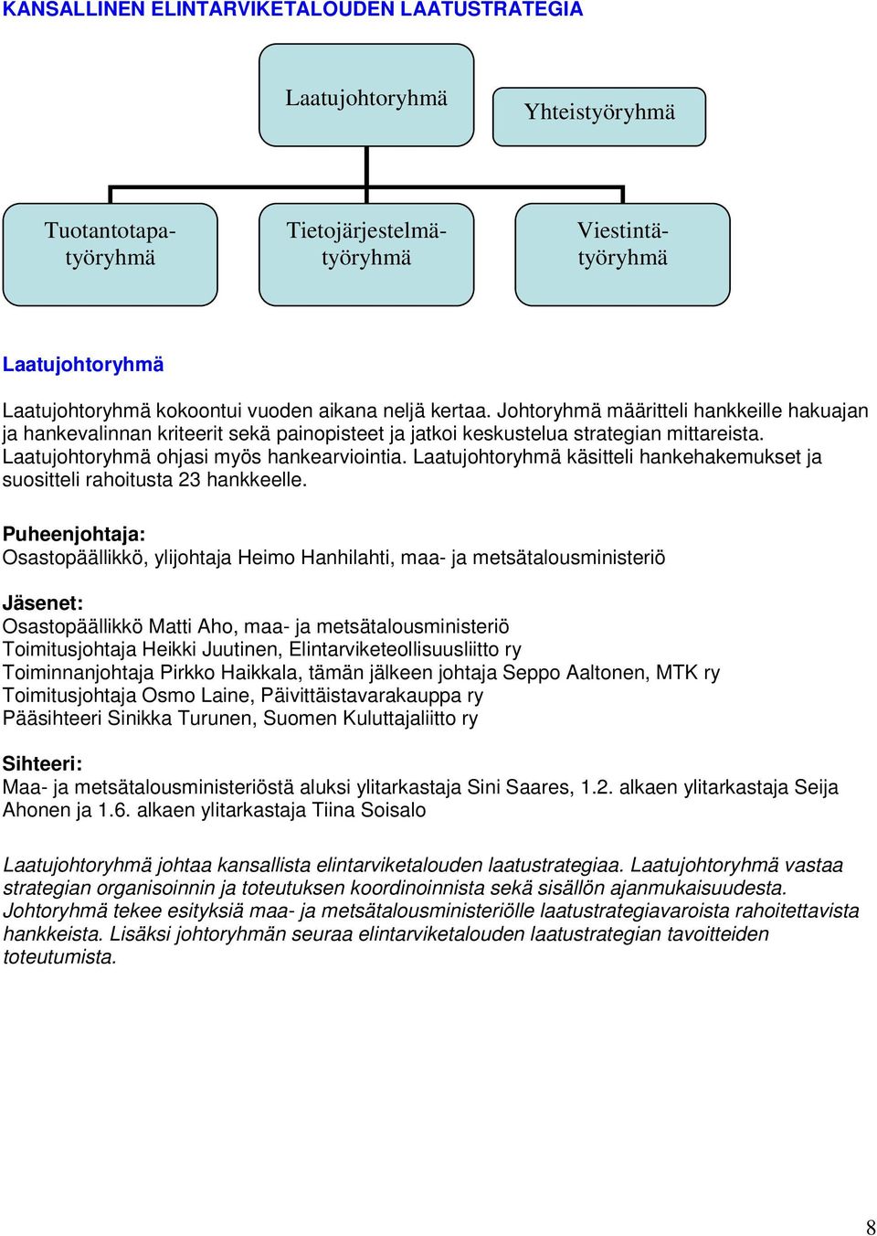 Laatujohtoryhmä käsitteli hankehakemukset ja suositteli rahoitusta 23 hankkeelle.