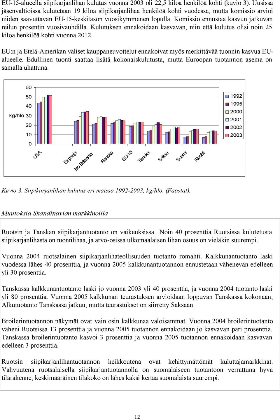 Komissio ennustaa kasvun jatkuvan reilun prosentin vuosivauhdilla. Kulutuksen ennakoidaan kasvavan, niin että kulutus olisi noin 25 kiloa henkilöä kohti vuonna 2012.