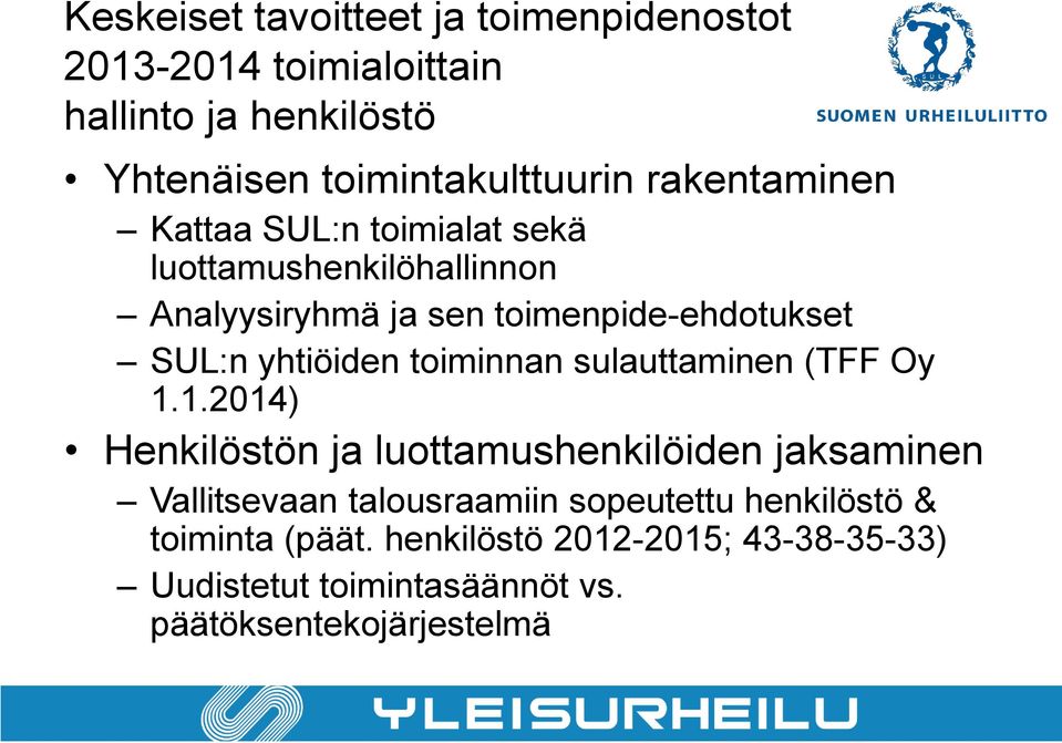 yhtiöiden toiminnan sulauttaminen (TFF Oy 1.