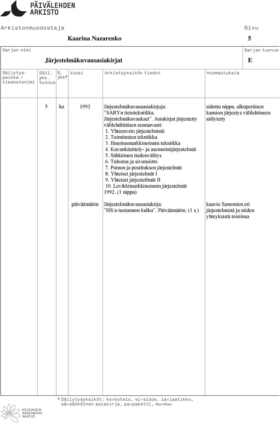 Ilmoitusmarkkinoinnin tekniikka 4. Kuvankäsittely- ja asemointijärjestelmät 5. Sähköinen tiedonvälitys 6. Tulostus ja sivunsiirto 7. Painon ja postituksen järjestelmät 8.