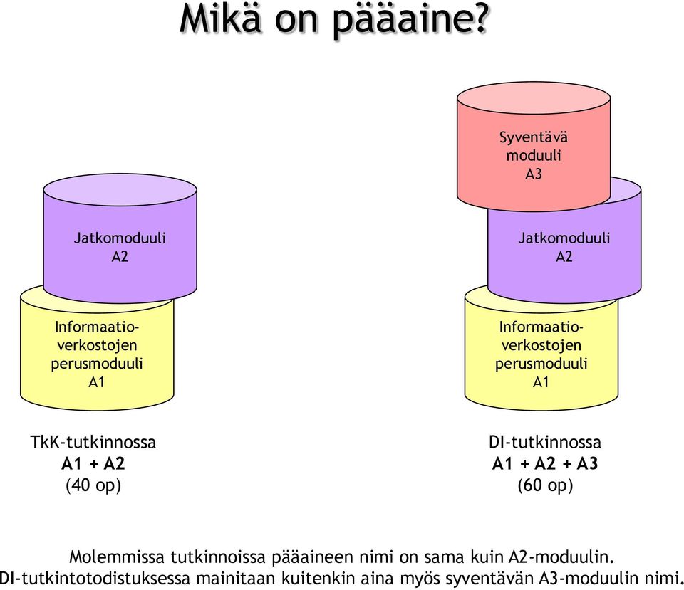 A1 Informaatioverkostojen perusmoduuli A1 TkK-tutkinnossa A1 + A2 (40 op) DI-tutkinnossa